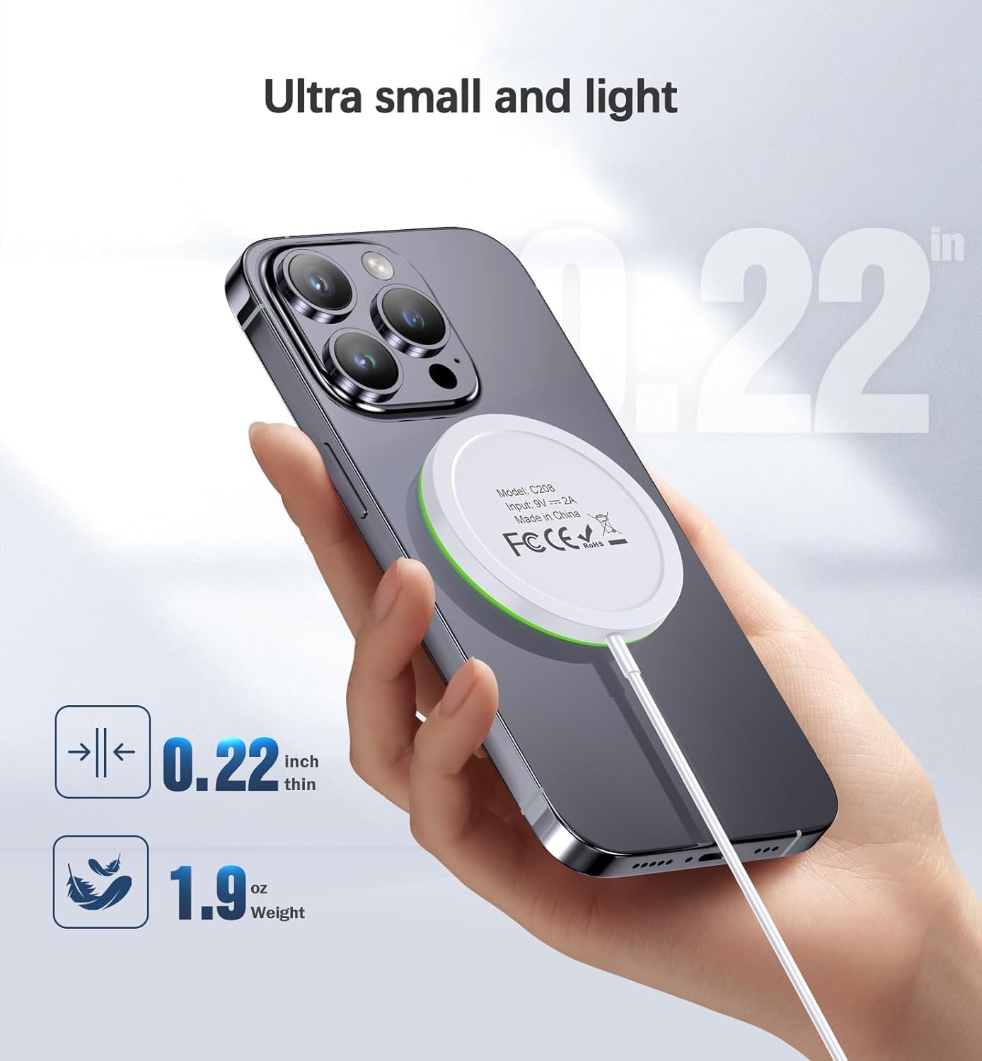 Cargador inalámbrico magnético de 15 W  iPhone17/16/15/14/13/12 Series y Airpods 2 3 Pro