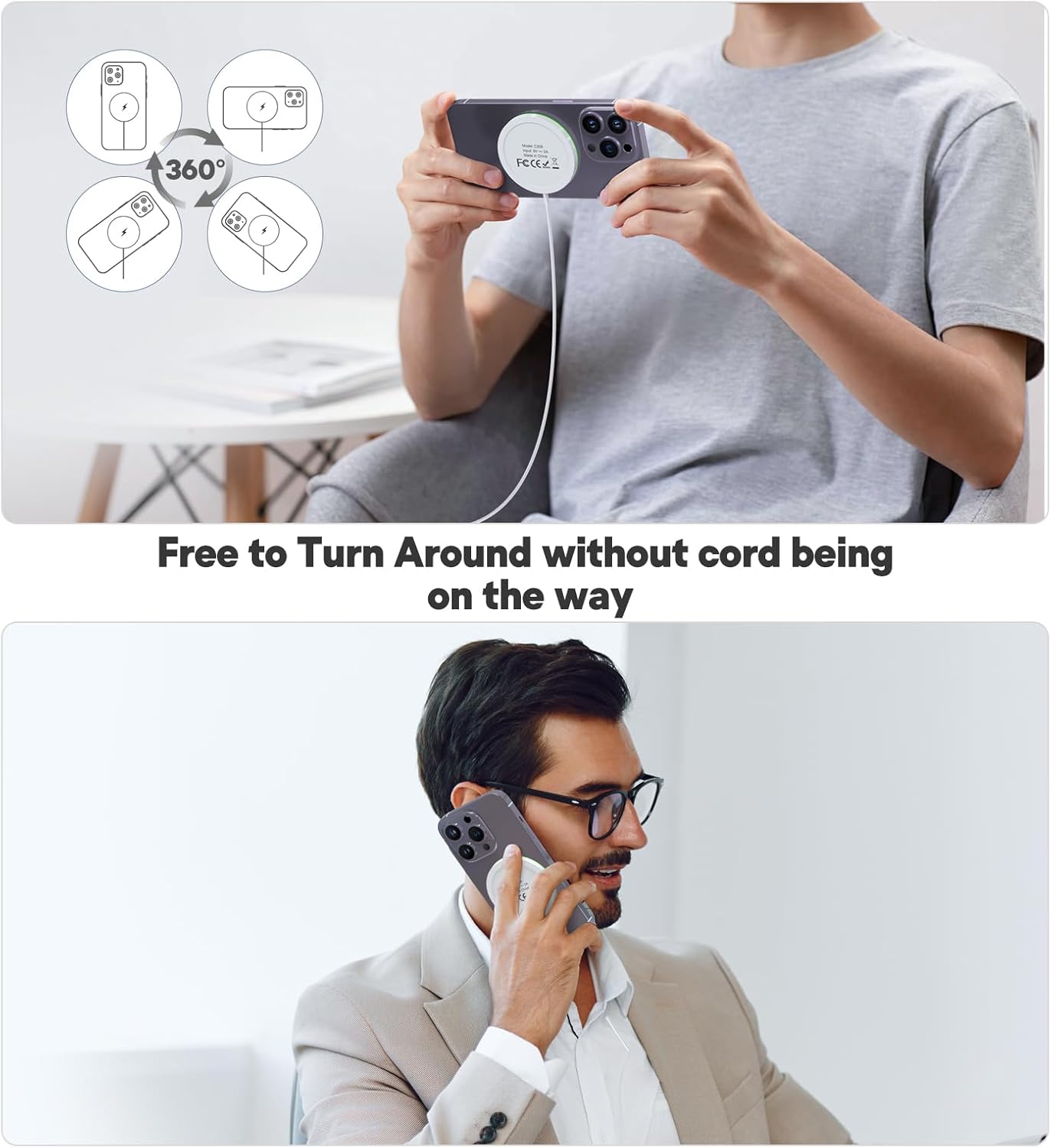 Cargador inalámbrico magnético de 15 W  iPhone17/16/15/14/13/12 Series y Airpods 2 3 Pro