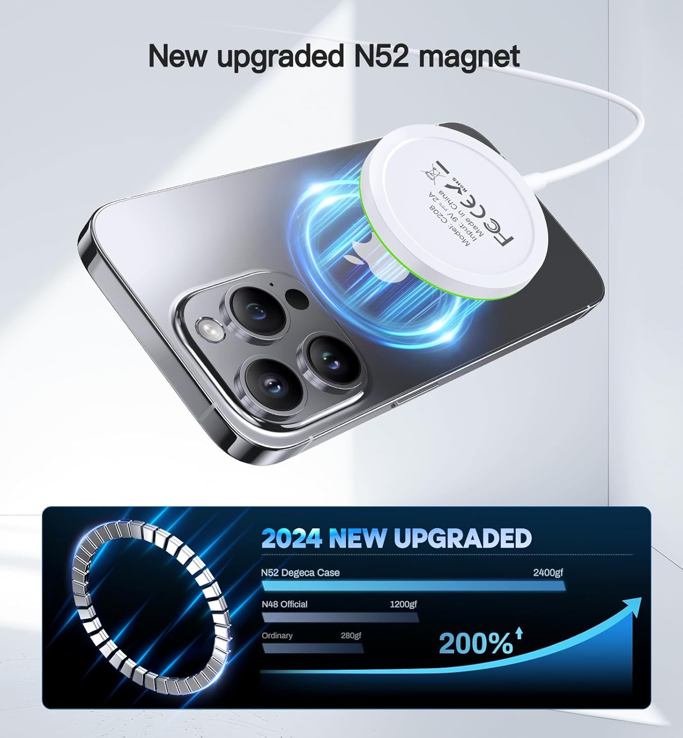 Cargador inalámbrico magnético de 15 W  iPhone17/16/15/14/13/12 Series y Airpods 2 3 Pro